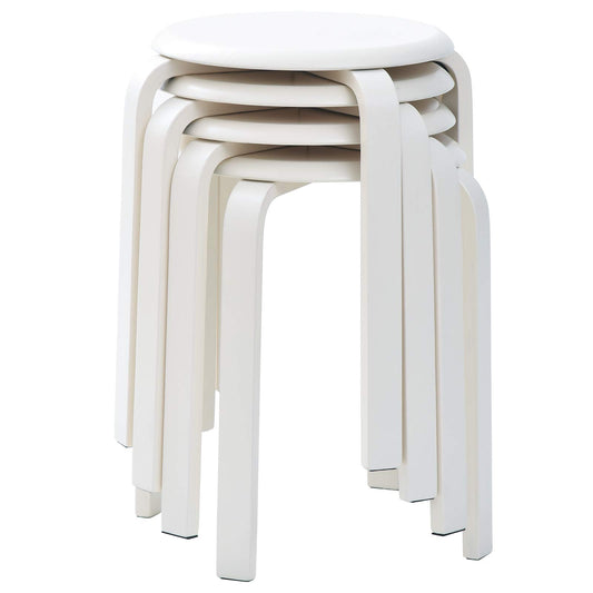 IBUYKE 4-piece dining stool set, wooden stackable chair with non-slip mat, stackable stool for classroom, your kitchen, dining, or home pub area White RF-717-4