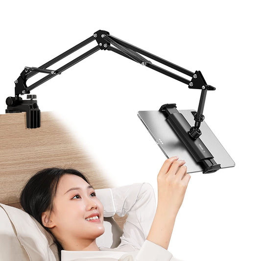 ULANZI Tablet Holder for Bed & Desk - 360° Rotatable Universal Mount with Spring Technology for iPads, Tablets, Phones or other devices with 4.6 to 12.9 inches, Strong Clamp Arm up to 1.2 kg.