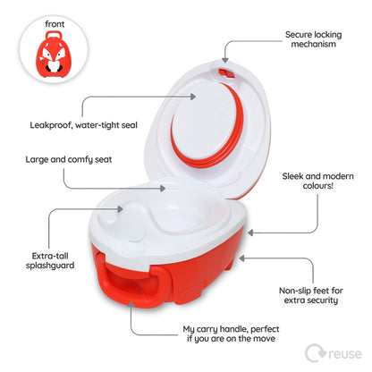 My Carry Potty - Fox Travel Potty, award-winning portable toilet seat for toddlers, that children can take with them everywhere.