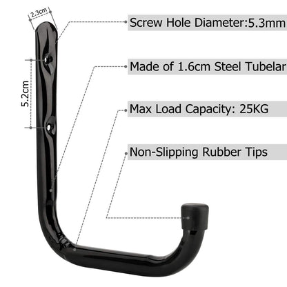 pipabiba 17 cm garage ladder hooks, 6 pieces, sturdy wall mount, organizer for folding chairs, bicycles, power tools, garden hoses (19 cm x 17 cm)