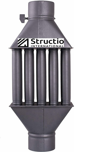 Exhaust air heat exchanger, warm air exchanger, smoke gas cooler 130mm black stove pipe chimney pipe energy saving easy cleaning easy installation exhaust pipe 5 pipes baffles made of steel sheet (ø 130 mm)
