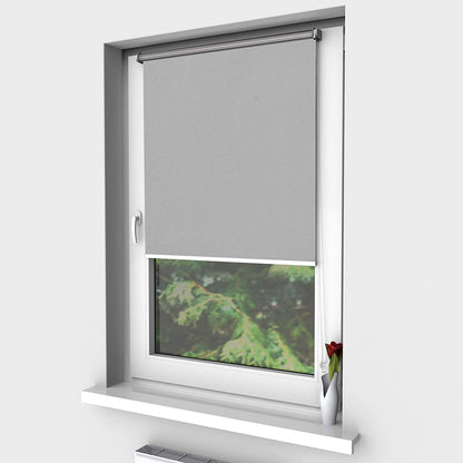 Home-Vision® Blackout Roller Blind Clamp Fix, no drilling with clamp supports, window blind, side pull blind, blackout blind, lightproof thermal blind (Grey, W125cm x H150cm)