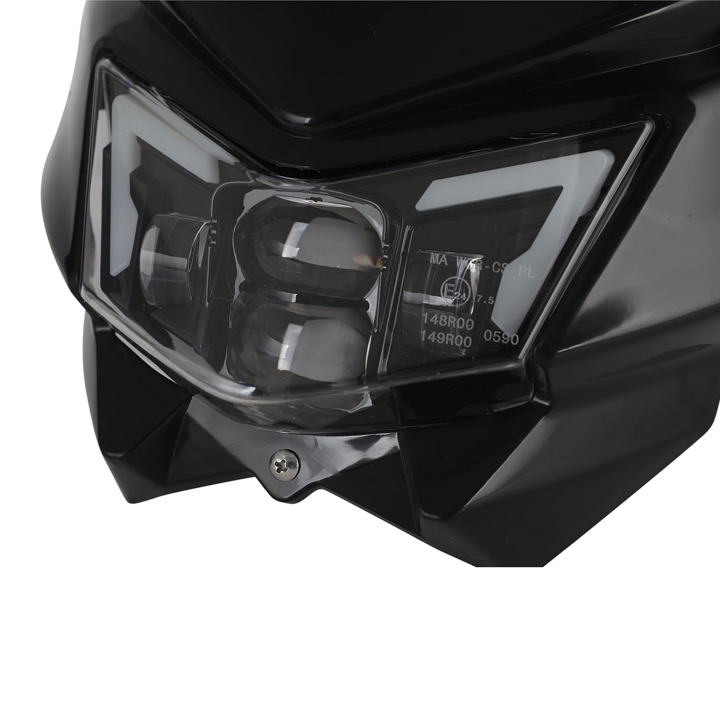 JFG RACING Motorcycle Headlight, Motorcycle Light Mask Fairing Mask Daytime Running Light Headlight Waterproof for Dirt Pit Bike Dual Sport Enduro-Black