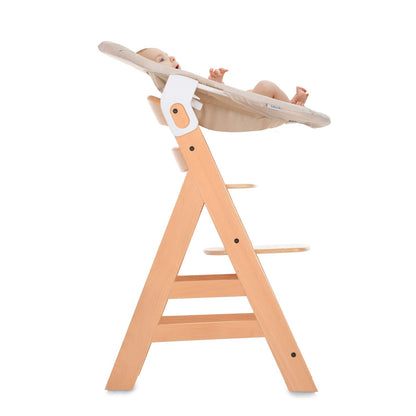 Hauck 2in1 Baby Bouncer & Newborn Attachment for Alpha+ & Beta+ Wooden High Chair Alpha Bouncer 2in1, for babies from birth up to 9 kg, with 3-point harness, teddy insert, and rocking frame (Hearts Beige)