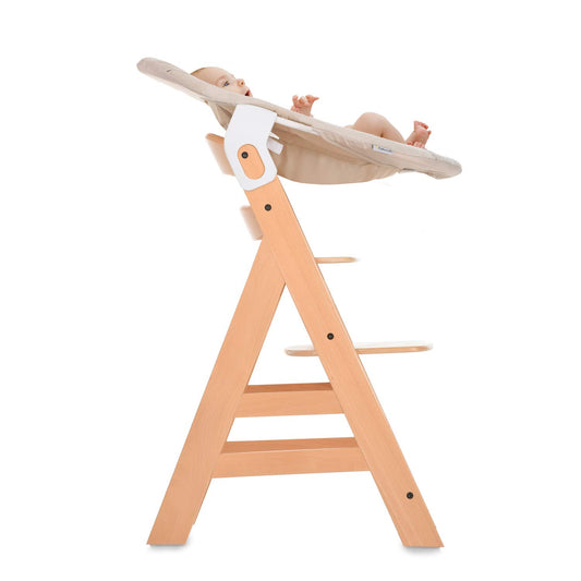Hauck 2in1 Baby Bouncer & Newborn Attachment for Alpha+ & Beta+ Wooden High Chair Alpha Bouncer 2in1, for babies from birth up to 9 kg, with 3-point harness, teddy insert, and rocking frame (Hearts Beige)