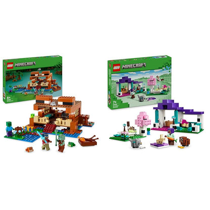 LEGO Minecraft The Frog House, toy house with figures including Zombie & Minecraft The Animal Shelter, toy with many animal figures