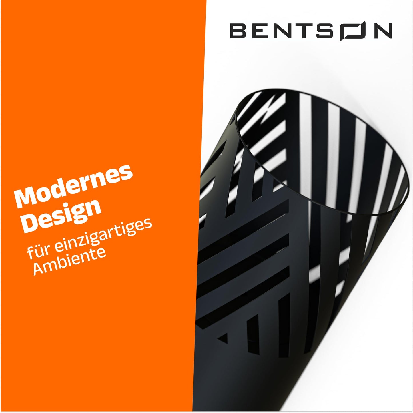 BENTSON lantern column Black Design I 2-piece Set I Decorative column for garden in Industrial Design I Garden lantern for outdoor and indoor I Lantern including candles I Stripes I 95cm + 75cm