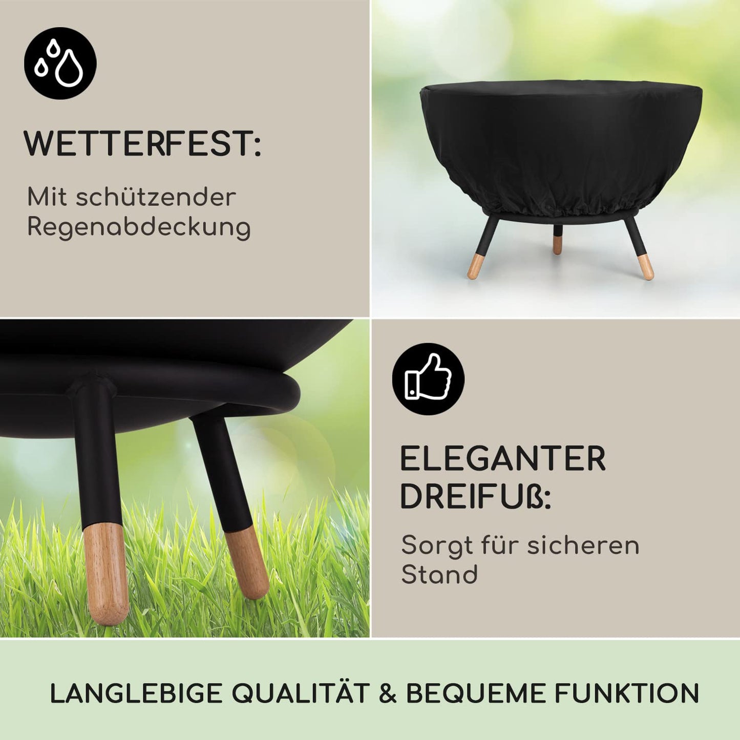 Blumfeldt Fire Pit, outdoor fire pit with 3-leg stand, tiltable fire bowls for garden & balcony, camping fire pit large, weatherproof garden fire pit, fire bowls 50x75x50 cm