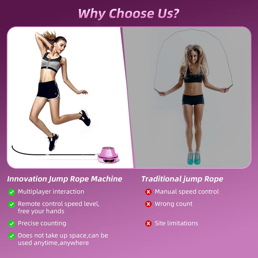 Jump Rope Electronic Skipping Rope Skipping Rope Workout with Multi-User Together Adjustable 1-10 Speed Level with Remote Control Jump Rope Machine Counter Suitable for Women/Men/Children