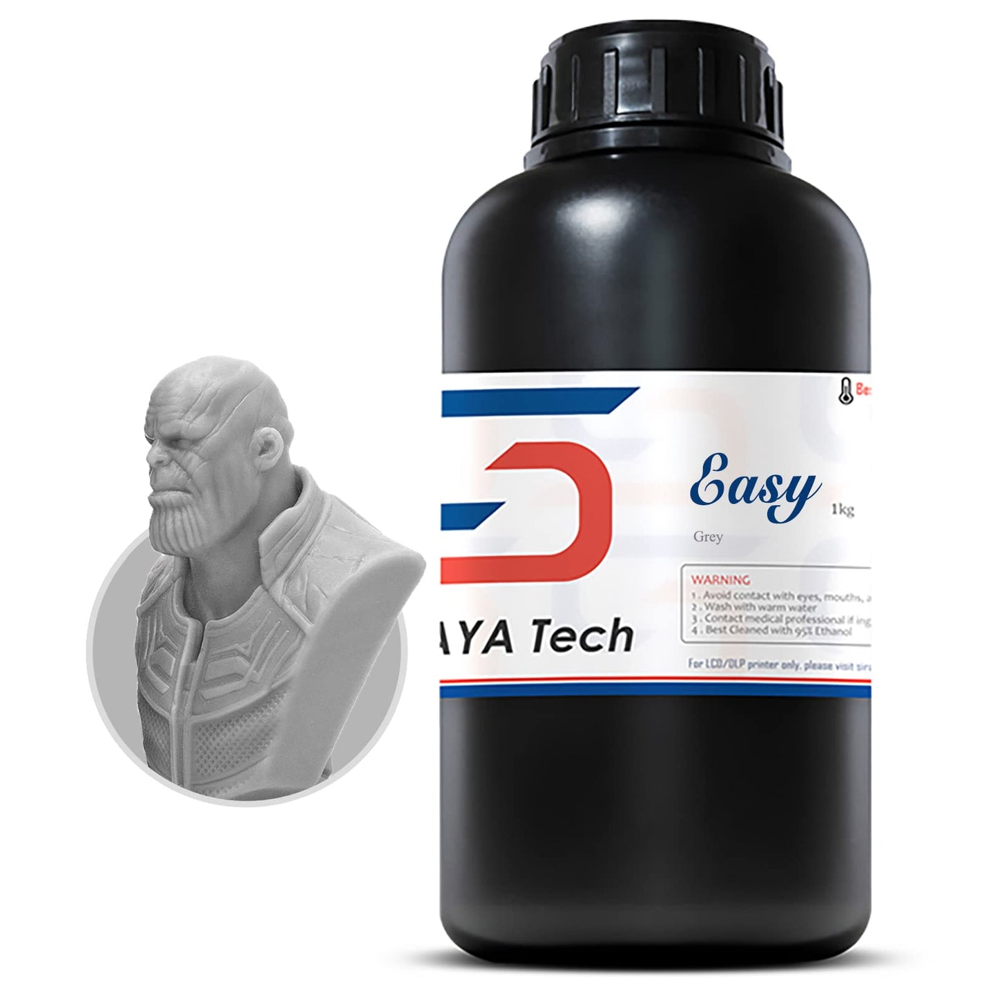Siraya Tech Easy 3D Printer Resin LCD 405nm UV Eco-friendly Plant-Based Rapid Resin Standard Photopolymer Resin Affordable Fast Curing 3D Printing Resin for LCD/DLP Printer, 1kg Grey