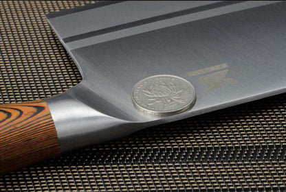 MSY BIGSUNNY cleaver Chinese chef knife, blade length 20.5cm, large blade, high carbon steel, wood handle color.