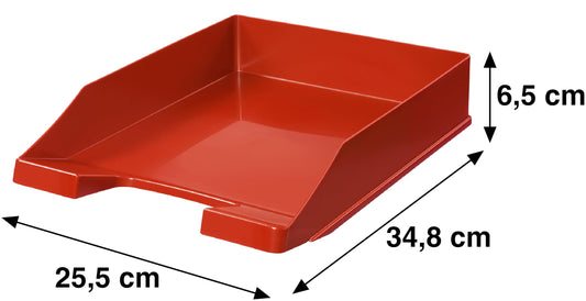 Conipa® - 10 piece letter tray for A4 size paper in red (stackable) - storage compartments & document tray for desk - filing boxes & office supplies for letters & documents - paper tray organizer (office item)