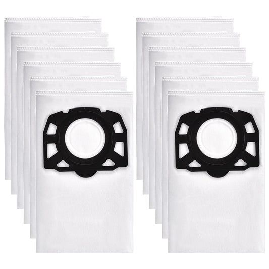 12 pieces of vacuum cleaner bags for Kärcher WD4, WD5, WD6 made of fleece material. Suitable for KFI 487 filter bags for Kärcher MV 4, MV 5, MV 6, WD5P, WD6P. Keep your wet/dry vacuum clean and efficient with these high-quality filter bags.