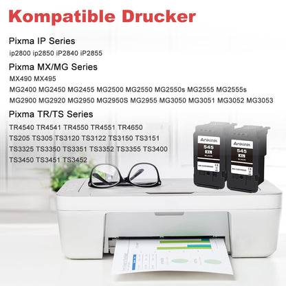 ANKINK compatible ink cartridge printer cartridges as a replacement for PG 545XL for Canon cartridge 545 XL for MG2450 MG2550 MG2950 MG2550s TR4550 TR4551 TR4650 TS3350 IP2850 MX490 MX495 MG3050, Black 2 Pack