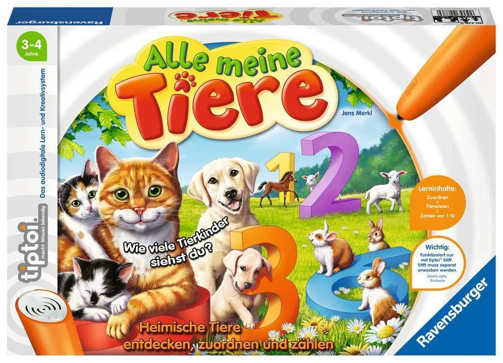 Ravensburger tiptoi 00776 - All My Animals - Game for ages 3 and up - Playfully learn numbers 1 to 10 with the help of local animals, Yellow