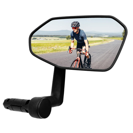 Homieway bike mirror, New adjustable bike rearview mirror with controlled extension direction, Real glass 360° rotating bike handlebar mirror, Foldable bike mirror for e-bike handlebars on the right side.