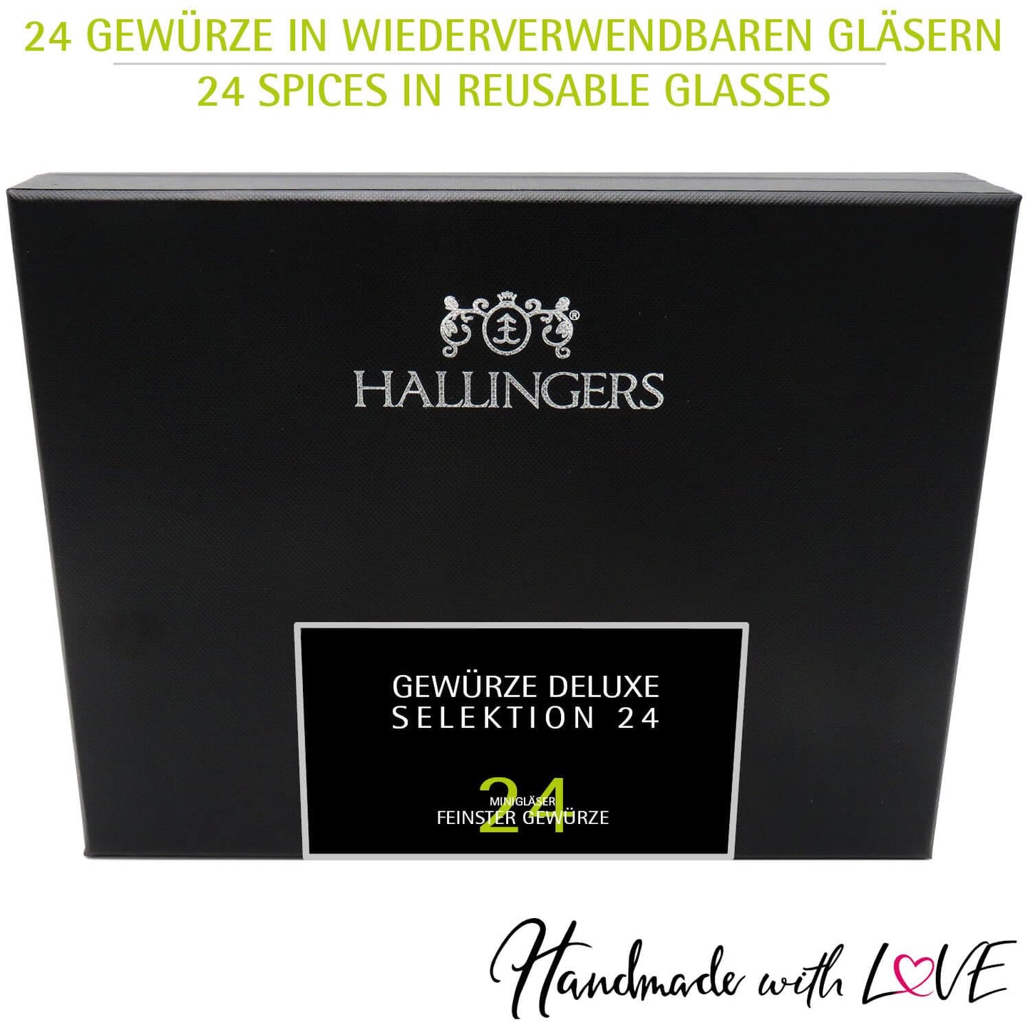 Hallinger's Deluxe Selection 24 - Spice Gift Set handmade, 24 spices from around the world (Set) - Christmas gift ideas & gift Advent calendar | New home congratulations Friendship Get well soon.