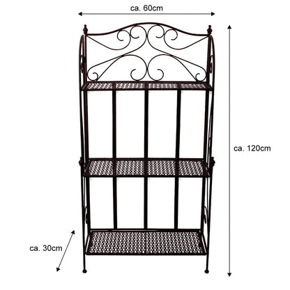 PrimoLiving Metal Garden Shelf - Metal Plant Flower Shelf - Garden and Balcony Plant Shelf - Outdoor Metal Shelf - Vintage Antique Look, 120cm tall, brown, P-09079