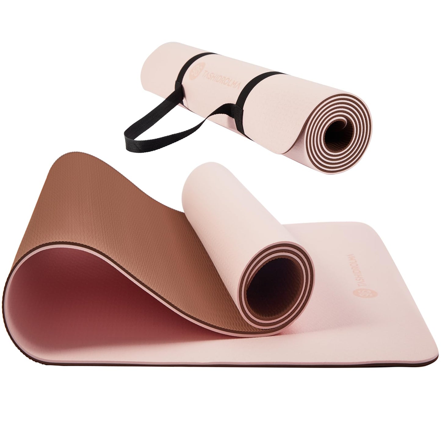 TASHIDROLMA Yoga Mat Non-Slip, TPE Exercise Mat With Carrying Strap, Workout Mat For Gym, Home, Travel, 183x61cm Thickness 6mm
