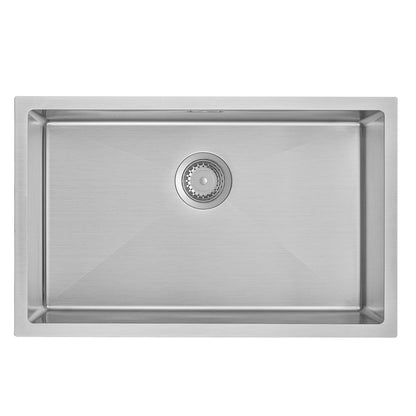 Auralum Kitchen Sink 70 x 44 cm, Large Handcrafted Stainless Steel Kitchen Sink, for 80 cm Kitchen Cabinet, including Siphon, Overflow, and Drain Set, Flush/Inset Sink for Kitchen