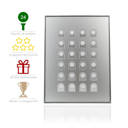 KNIX Premium Golf Ball Aluminum Display Case for 24 Golf Balls - Showcase, Golf Shelf Vitrine Display for passionate golfers.