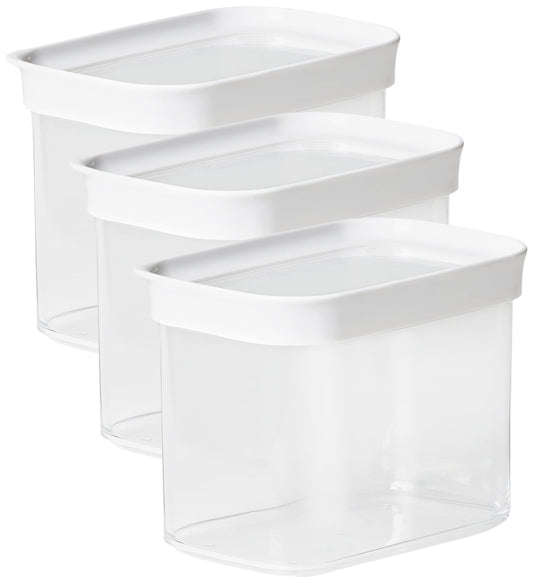 Emsa N11418 Optima Dry Storage Container 1 Liter rectangular upright | 100% secure | hygienic | safe and space-efficient | Fresh seal BPA-free | transparent design (Pack of 3)