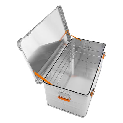 Aluminum box aluminum case lockable E141 - Premium aluminum storage box 141 liters - lid with aluminum die-cast stacking corners and rubber seal - includes locks