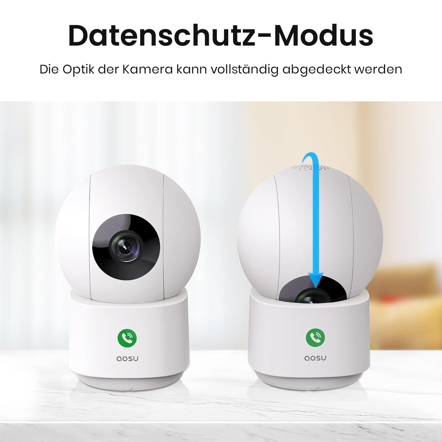 AOSU 2K indoor surveillance camera, 5G/2.4GHz WiFi camera with night vision, 360° home security camera for older kids with human/pet detection, 2-way audio, compatible with Alexa.