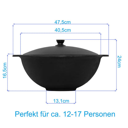 38 cm chimney with 12L cauldron; stainless steel Uchag with chimney; camping stove, fire pit, goulash cauldron, wok, one-pot stove, Hungarian kettle, pot for field kitchen.