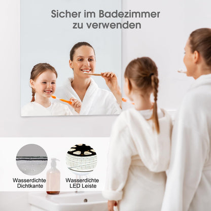Infrared heating mirror with thermostat 450 watts - mirror heating infrared with LED lighting - infrared wall heating with remote control electric heating - bathroom mirror 80x60 CM bathroom mirror