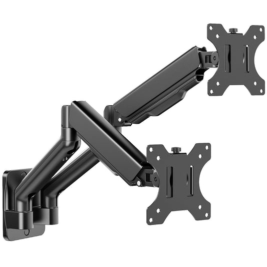 IMtKotW Monitor Wall Mount 2 Monitors for 17-32 inch Flat & Curved Screens, 9kg/arm, Ergonomically Height Adjustable tilt/swivel and rotate, VESA 75x75/100x100 Monitor Mount Wall
