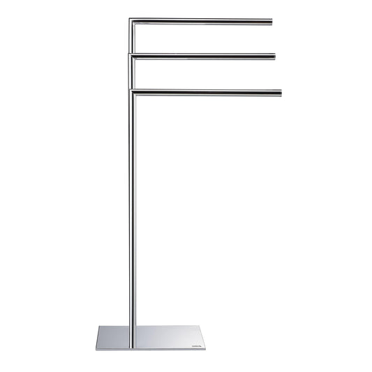 Sealskin Tube Towel Holder 3-arm, freestanding towel rack with 3 towel bars, can also be used as a clothes rack, metal, chrome