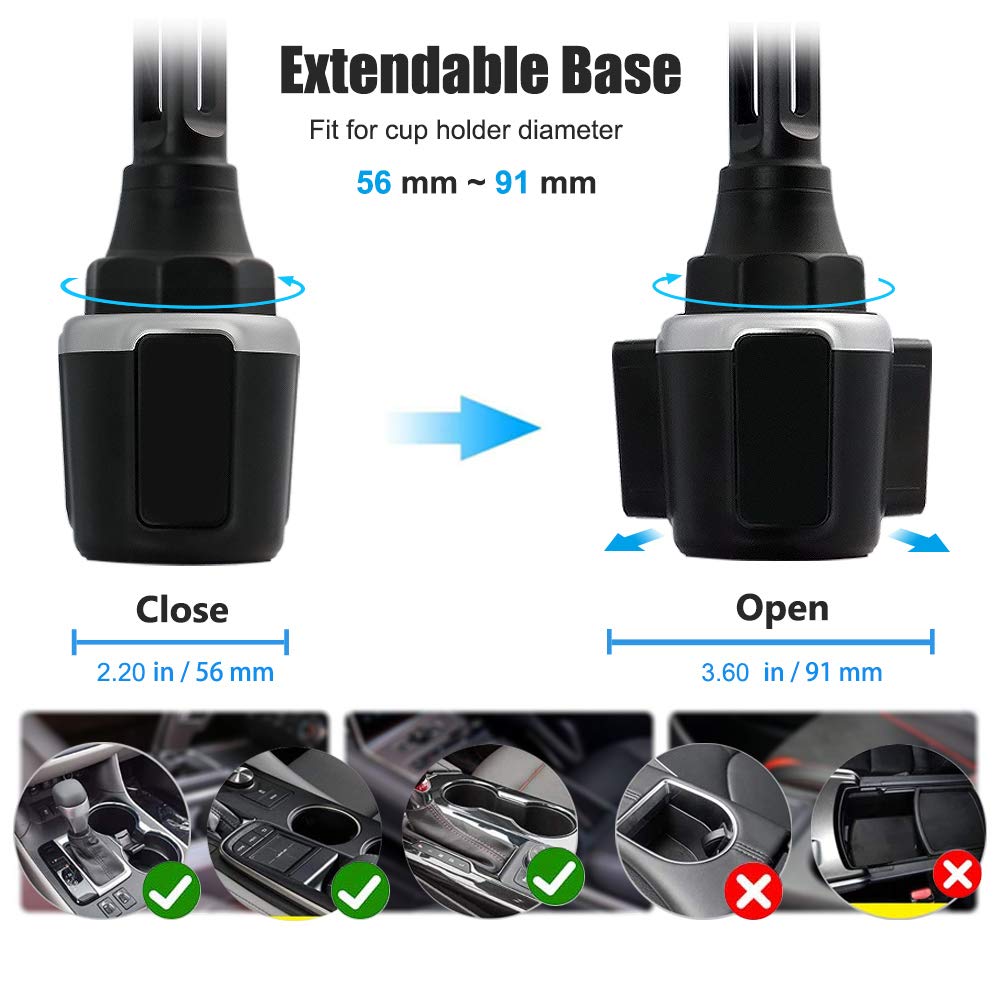 Car drink holder tablet mount, woleyi car truck cup holder tablet phone holder with adjustable arm for iPad Pro 9.7, 11, 12.9 Air Mini, Samsung Tabs, iPhone, more 4-13" phones and tablets.