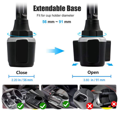 Car drink holder tablet mount, woleyi car truck cup holder tablet phone holder with adjustable arm for iPad Pro 9.7, 11, 12.9 Air Mini, Samsung Tabs, iPhone, more 4-13" phones and tablets.