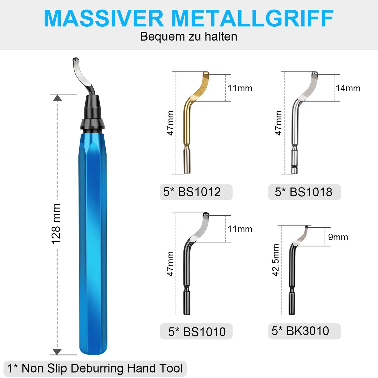 Heeieuk Metal Handle Hand Deburrer Deburring Tools Deburring with 21 Replacement Blades for Edge & Hole on 3D Printer, Plastic, Aluminum, and Stainless Steel