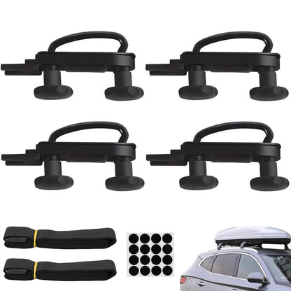 4 sentence roof box mounting U-bolts, universal car van mounting fitting kit, U-bolt clamps 85mm inner width installation accessory set with 8 locking nuts and 2 straps round adhesive stickers