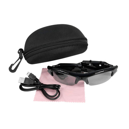 Eaxus® Action Video Glasses/Spy Glasses/Camera Glasses. Action camera with sunglasses - mini camera and microphone. Hidden video camera, camcorder VGA surveillance camera.