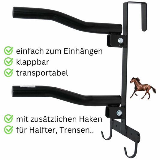 AMKA folding saddle rack for 2 saddles flexible with 2 bridle hooks