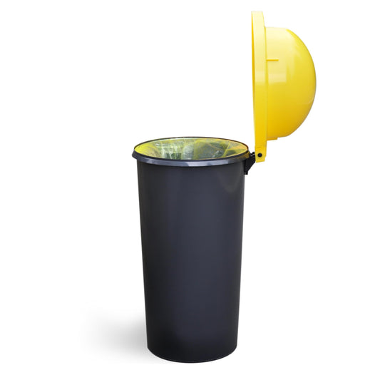 KUEFA HD 60L trash bag stand, trash can, with clamp ring for yellow bag/trash bag, solid, odor-proof and UV-resistant, universally applicable (yellow)