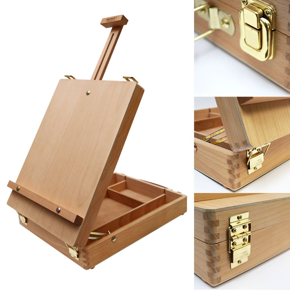 Mont Marte Adjustable Wooden Easel, Portable Painting Easel, Tabletop Easel with Storage Space for Brushes, Paints, and Drawing Supplies
