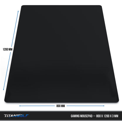 Titanwolf - XXXL Oversized Mouse Pad 1200x800 mm - XXXL Large Size - Desk Mat - rubberized back - non-slip and washable - Gaming - Precision and Speed - Black