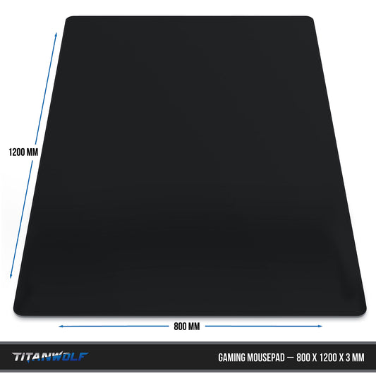Titanwolf - XXXL Oversized Mouse Pad 1200x800 mm - XXXL Large Size - Desk Mat - rubberized back - non-slip and washable - Gaming - Precision and Speed - Black