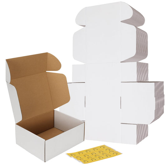 RLAVBL 20 white shipping boxes measuring 25.4 x 20.4 x 10.2 cm for shipping toys and gifts