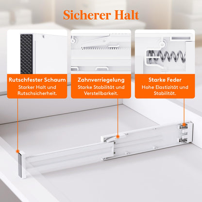 Lifewit 5-piece Adjustable Drawer Dividers, Drawer Organizer for interior length 28-40cm & height > 6cm Bedroom Kitchen Cutlery Wardrobes Desk Drawer Organization System, White