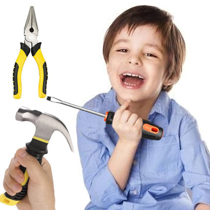 Children's tool set, youth construction workers, kid-size, real hand tools, 25 pieces, hammer, learning tool, belt, waist, junior, boys, teenagers, beginners, woodworking, construction, repair kit.