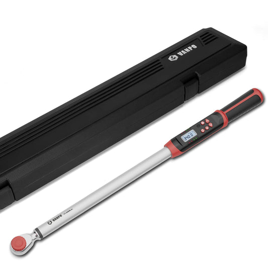 VANPO Digital Torque Wrench 1/2 Inch Auto & Motorcycle, 17-340 Nm Torque Wrench Set with preset memory, buzzer, and LED display, ± 2% accuracy.