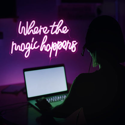 Where the Magic Happens LED Pink Neon Light Signboard for Wall, Acrylic Neon Sign for Bedroom, Wedding, Birthday, Party Decoration Sign.