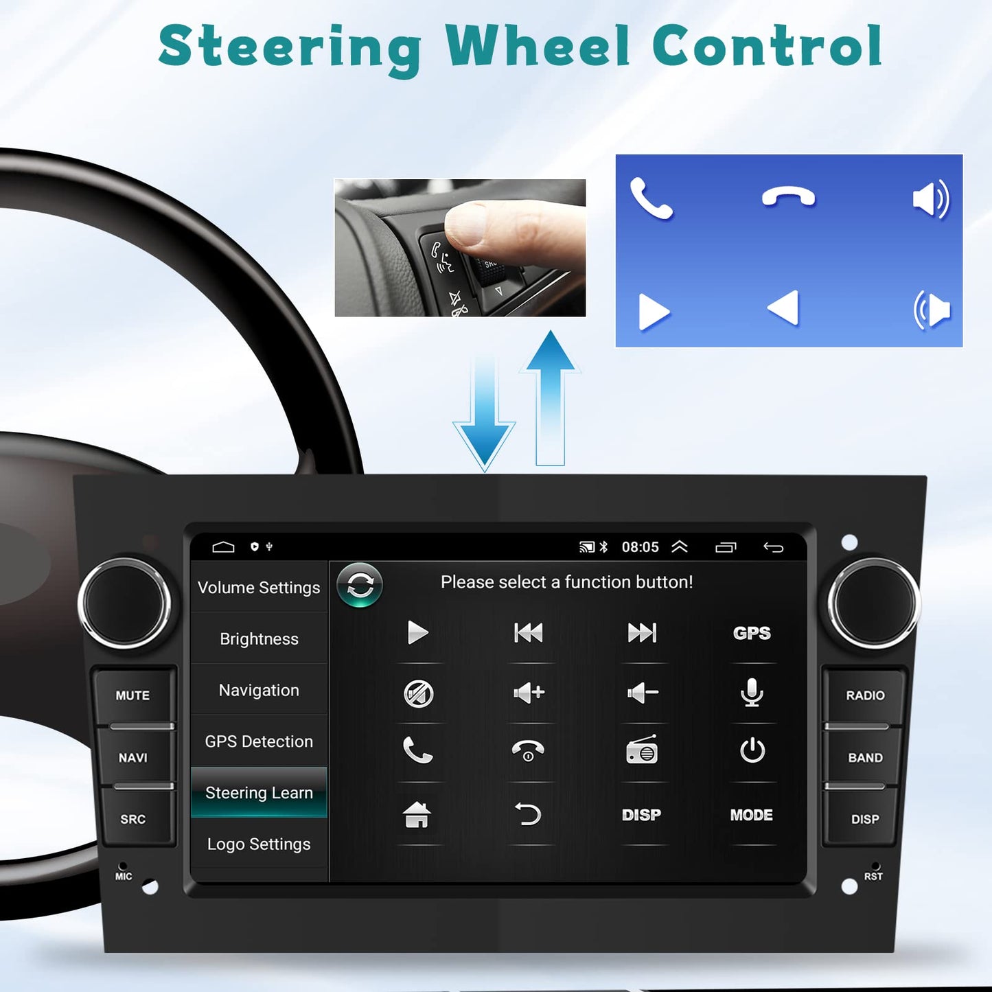 1+32GB Android 13 Car Stereo with Wireless Carplay Android Auto for Opel Corsa Astra Vectra Zafira Meriva Vivaro 2 DIN with 7-inch screen with Navigation Bluetooth WiFi FM/RDS + AHD Reverse Driving