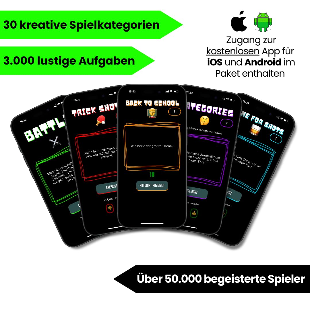 QR-Pong Interactive Beer Pong Set includes 20 hard plastic cups, 4 ping pong balls, in Black/Green/Pink.