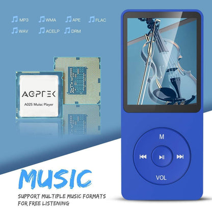 AGPTEK 8GB MP3 player 70 hours playback, color Navy Blue